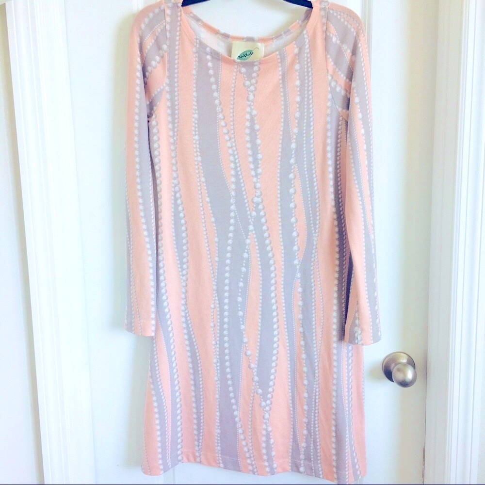 Nurture long sleeve pink gray knit tunic dress size small